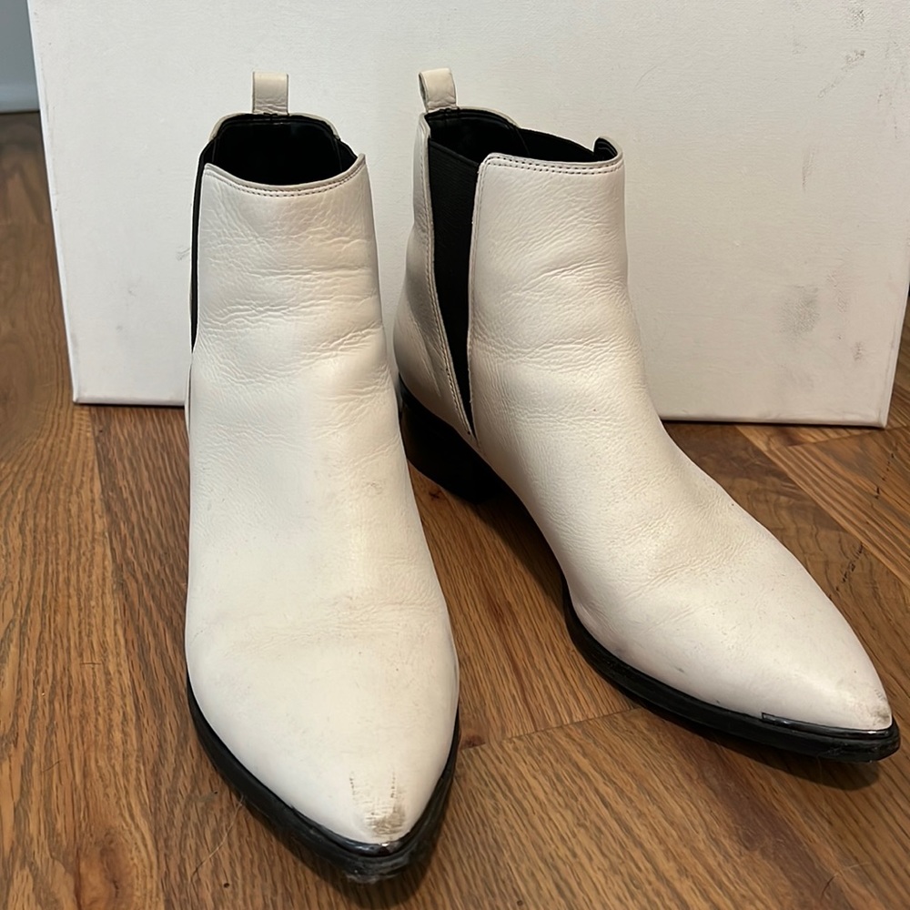 Marc Fisher White and Black Ankle Boots